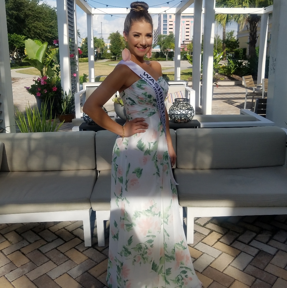Strapless White Floral Dress